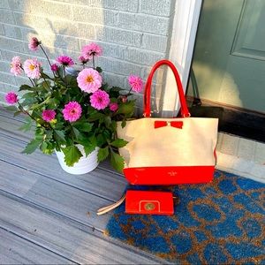 Kate spade Canvas Summer Bag and Purse set